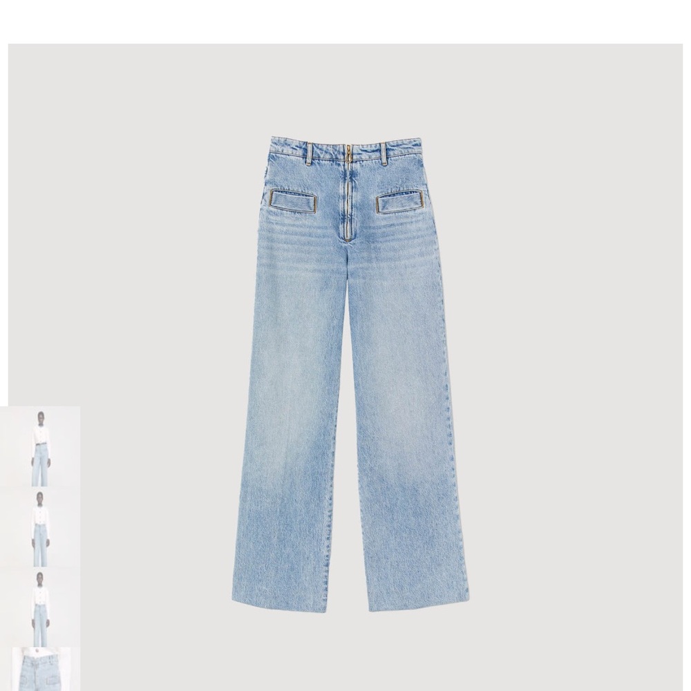 Sandro Blue Flare Wide Leg Jeans
